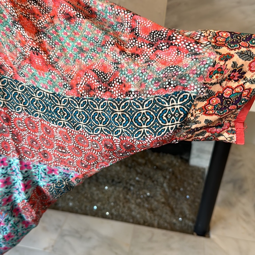 Tolani Feathers Multicolored Patchwork Print Caco… - image 4